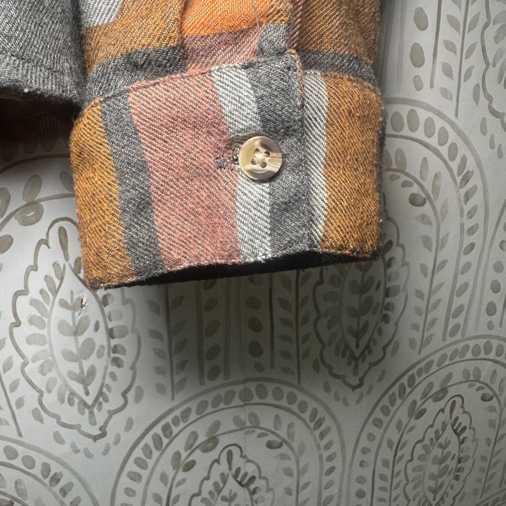 Maurices Women's Plaid Flannel Button Up Long Sleeve Orange Gray Pink Size XXL - Picture 6 of 9